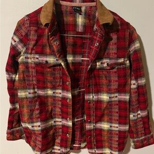 Red Plaid Jacket with Brown Collar